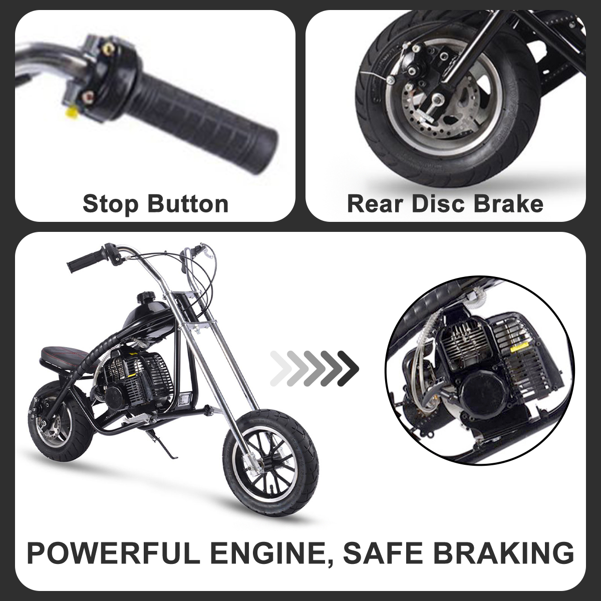TOXOZERS 50cc Mini Bike,Gas-Powered EPA Approved Mini Dirt Bike with 12.5" 10" Tires,Pull Start,1L Tank,20MPH Top Speed,Black