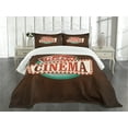 thumbnail image 3 of Ambesonne Movie Theater Quilted Bedspread Set 3 Pcs, Retro Cinema, King Size, Vermilion Turquoise, 3 of 5