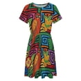 thumbnail image 4 of Mola De Panama Mounted Women's Dress Short Sleeve Summer Sundress Summer Women Clothes, 4 of 7