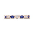 thumbnail image 2 of AFFY 1/6 Carat Round Cut White Natural Diamond WeddIng Band With Marquise Blue Sapphire In 14K Rose Gold Over SterlIng Silver (0.18 Cttw, I2-I3 Clarity), Ring Size-8, 2 of 5