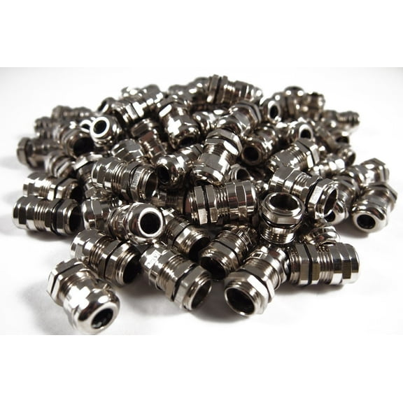 10 pack MG09 Metal Waterproof Cable Glands Chrome 4-8 mm