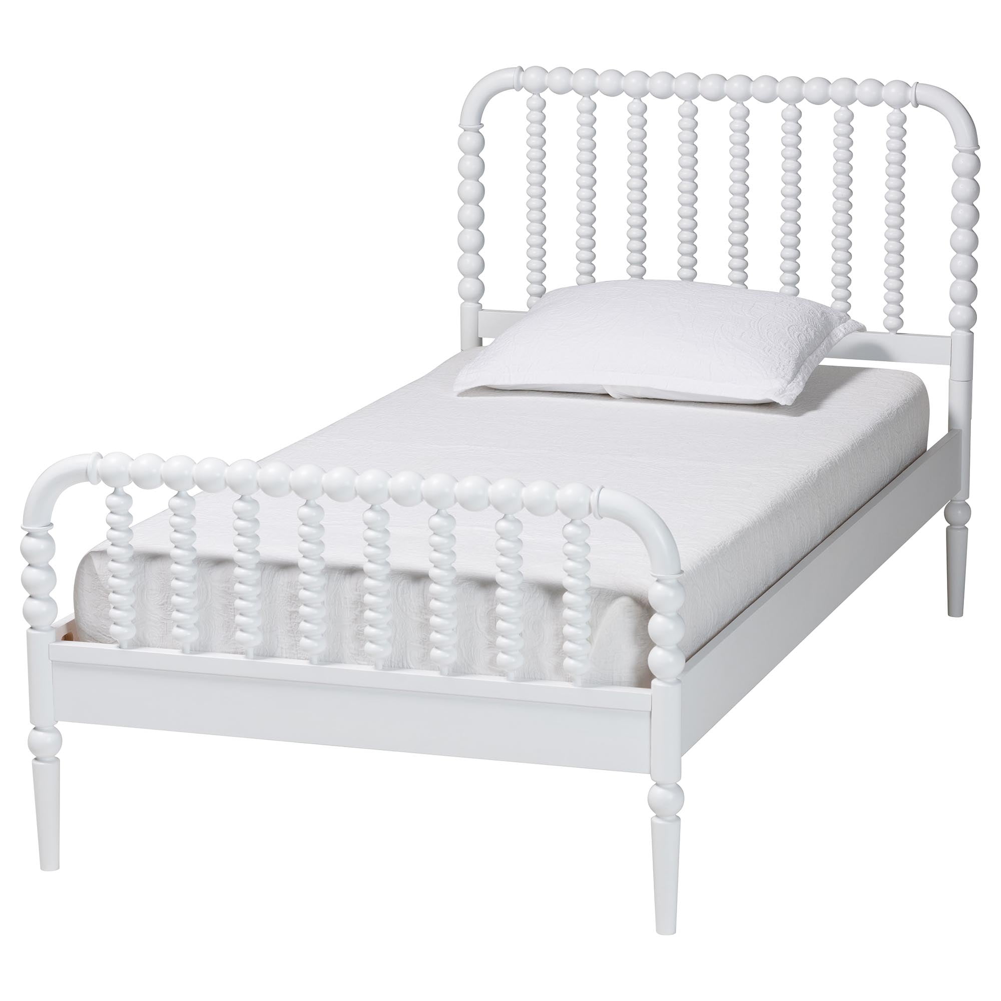 Baxton Studio Lucera Mid-Century Bedroom Set, Twin, White