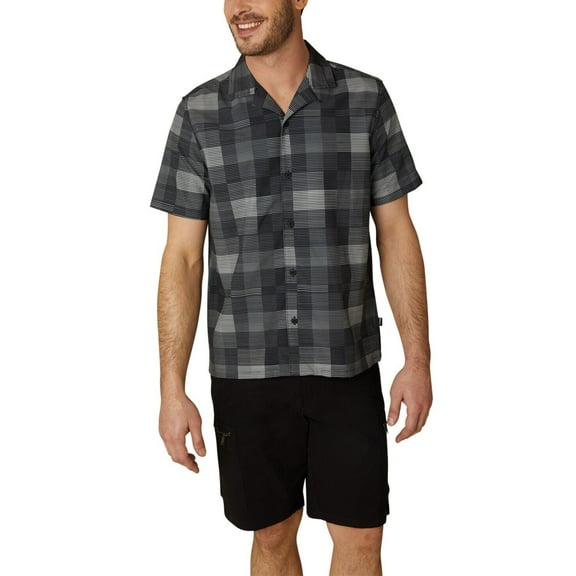 Dkny Men's Warwick Regular-Fit Stretch Stripe Check Shirt Gray Size S MSRP $70