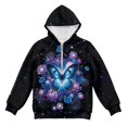 thumbnail image 4 of Pzuqiu Blue Butterfly Boy's Hooded Sweatshirts Unique Design Comfortable Long Sleeve Kids Warm Fleece Fall Outfits Fashion Clothing Casual Clothes for Boys 8-9, 4 of 7