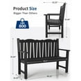 thumbnail image 3 of Stoog Outdoor Bench, 2-Person Park Garden Bench with Armrest, Loveseat Porch Chair with 800 lbs Capacity, HIPS All-Weather for Patio Porch Backyard, Black, 3 of 7