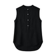 thumbnail image 3 of BUIGTTKLOP Womens Cotton Linen Tank Tops Basic Solid Business Casual Summer Sleeveles Shirts Loose Work Office Blouses, 3 of 7