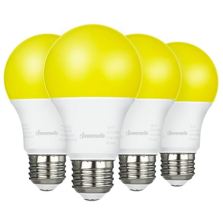 

DEWENWILS Yellow LED Light Bulbs Amber Glow Outdoor Bug LED Bulbs for Porch Outdoor Light Fixture 9W(60W Equivalent) 600LM 2400K E26 Medium Base UL Listed 4-Pack