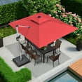 thumbnail image 2 of PURPLE LEAF 9 x 12FT Deluxe Rectangle Solar Powered LED Patio Umbrella with Base, Large Offset Cantilever Umbrella with 360° Rotation, Terra, 2 of 15