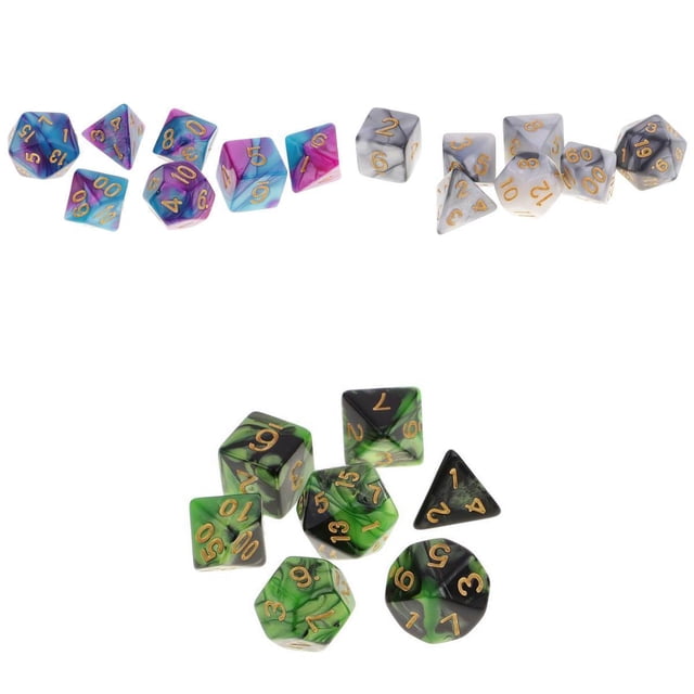 Paquete de 21 Dados de Varios Lados Juego de Dados de Colores 16 Mm D4-D20 para Juego RPG DND