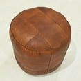 thumbnail image 3 of Handmade Eco-Friendly Geometric Leather Pouf Cognac Color Round 14" x 14" x 14" Pouf For Living Room, Bedroom Seating, Patio WABBBACPF39SC51B, 3 of 9