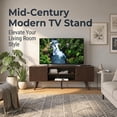 thumbnail image 5 of Manxile Mid Century Modern TV Console for Living Room Bedroom, Wood Entertainment Center with Storage and Shelves, Walnut, 5 of 7