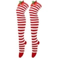 thumbnail image 4 of Christmas E Bridal Wedding Stockings Winter Stockingschristmas Bow Thigh High Long Stockings Over Knee Socks Christmas Cosplay Party Costumes Socks Knee High Long Striped Stocking Socks, 4 of 4