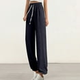 thumbnail image 2 of Timegard Wide Leg Pants for Women Ribbed Drawstring Elastic High Waist Pants Casual Comfy Lightweight Trousers, 2 of 7