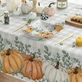 thumbnail image 4 of Fall Tablecloth 60x84 Inch Rectangular, Thanksgiving Autumn Harvest Orange Pumpkin Buffalo Plaid Table Cover for Party Picnic Dinner Decor, 4 of 6
