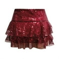 thumbnail image 4 of OSOLU Solid Color Women Sequin Mini Skirt Shiny High Waist Short Pencil Skirt Bodycon Sparkly Party Skirt Dancing Skirts Holiday Skirts, 4 of 4