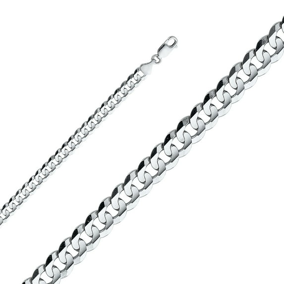 FB Jewels 14K White Gold 6.9MM Cuban Concave Chain Necklace With Lobster Claw Clasp - 8.5 Inches