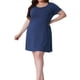 thumbnail image 2 of Agnes Orinda Tallas grandes de mujeres camisones de noche de manga corta con volantes pijamas casuales vestidos de dormir 3X azul marino, 2 of 6