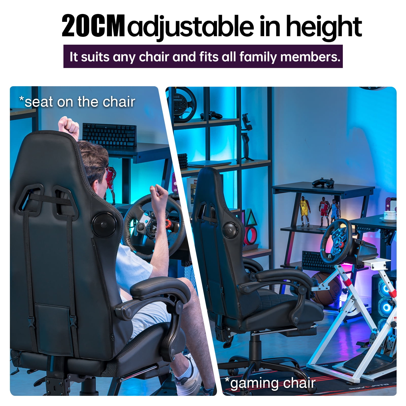 GTPLAYER Simulator Racing Wheel Stand for Logitech & Thrustmaster, Pedals NOT Included ,White(No cup holde)