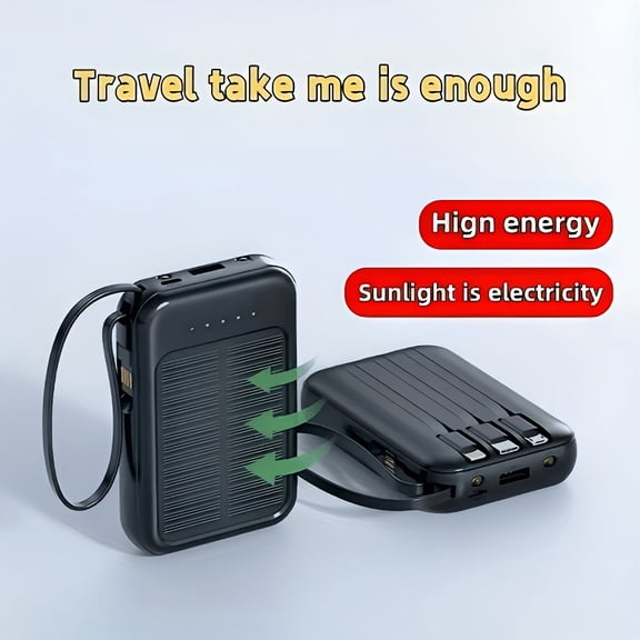 20000mAh Mini Power Bank, Travel-Friendly Power Pack with 20W Fast Charge & Build-in Dual Cables for iPhone 16/15/14/13/12 Series and Android Phones