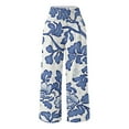 thumbnail image 4 of Roncen Women's Printed Casual Pants - Loose Fit High-Rise Straight Leg Trousers with Elastic Waist & Pockets, 4 of 5