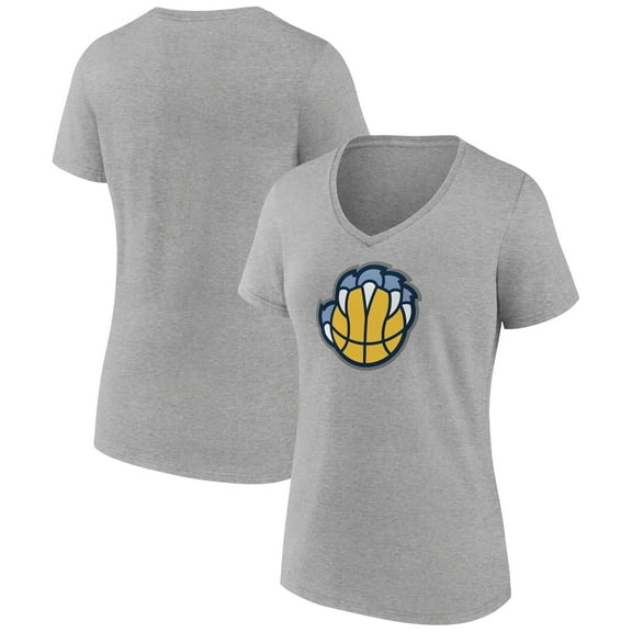 Women's Heather Gray Memphis Grizzlies Alternate Logo V-Neck T-Shirt