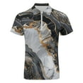 thumbnail image 4 of Marble Texture Men Zipper T-shirt Summer Casual Short Sleeve T-shirt Top, 4 of 7