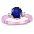 thumbnail image 3 of Star K � 3 Three Stone Round Created Sapphire Classic Engagement Promise Ring, 3 of 9