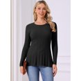 thumbnail image 3 of DARING DIVA Long Sleeve Crewneck Pleated Peplum Pullover Sweater S Black, 3 of 6