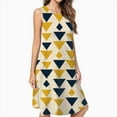 thumbnail image 2 of Abstract Geometric Gold Navy Pattern Dress Loose Women'S Dress Beach Dresses With Pockets Dresses For Womens, 2 of 4