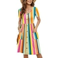 thumbnail image 2 of Birdeem Robe Femme Décontractée Aguichant Mode Été Manches Courtes Ample Imprimée Ajustée Poche Boutons Col en V, 2 of 6