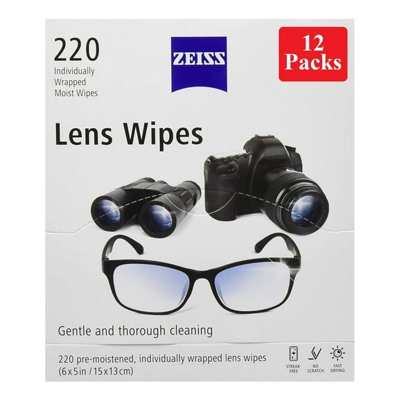 Zeiss Pre-Moistened Lens Cleaning Wipes, 220 Count (Pack of 12)
