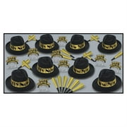 Beistle Swing Assortment for 50 People – New Years Eve Party Favors Supplies – Hats, Tiaras, Noisemaker Horns, One Size, Black/Gold