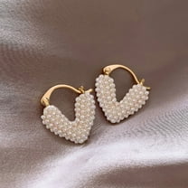 Unique Luxury New Design Imitation Pearl Heart Earrings for Women Wedding Promotion Fashion Jewelry Metal Gold