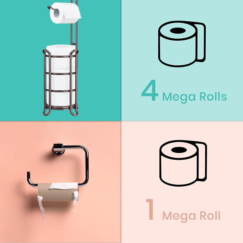 Private Jungle Toilet Paper Holder Stand Tissue Paper Roll Dispenser with Shelf for Bathroom Storage Holds Reserve Mega Rolls-Bronze