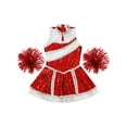 thumbnail image 5 of Aislor Girls Sequins Cheerleading Uniform Cheer Leader Outfits Performance Costume Dance Dress with Pom Poms Red 14, 5 of 7