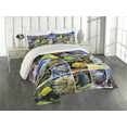 thumbnail image 2 of Ambesonne Tropical Quilted Coverlet 3 Pcs, Collage of Underwater, King Size, Yellow Blue, 2 of 4
