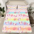 thumbnail image 2 of Castle Fairy Kawaii Animal Salamander Full Size Sheets 4-Piece for Preppy Children Teens,Love Heart Print Breathable Bed Sheets,Abstract Gradient Ombre Stripes Lightweight Sheet Sets, 2 of 7