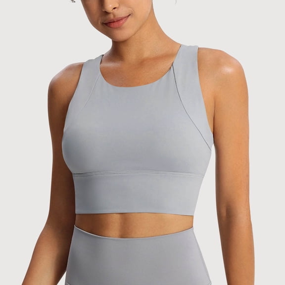 UQJfacai Sports Bras for Women High Support Racerback Wide Straps Crop Tank Tops Wireless Padded Yoga Longline Workout Bra S