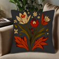 thumbnail image 5 of Set of 2 18x18in Throw Pillow Covers - Vintage Floral Design with Red Orange and Green on Dark Gray Background for Couch Bed Car, 5 of 8