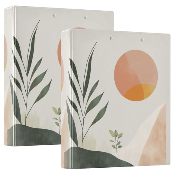 FORMRS 3 Ring Binder 1.5 inch with Pockets Set of 2 Clip Board 200 Sheets Capacity, Art Plant