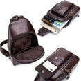 thumbnail image 4 of BULLCAPTAIN Bolso Cruzado de Cuero Genuino para Hombre, Mochila Cruzada con Correa Ajustable, Cierre de Zíper., Marrón Café, 4 of 7