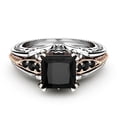 thumbnail image 4 of 2 piezas de anillos de circón cuadrado degradado natural de moda con microengaste de diamante completo para dedo de mujer (talla L), 4 of 5