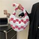 thumbnail image 4 of Bolsa De Tela Esponjosa Bolso de mano de felpa esponjoso moderno en forma de corazón lindo con patrón de corazón (rosa), 4 of 8