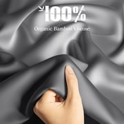 Sonoro Kate 100% Organic Cooling Bamboo Sheets, Queen Sheet Set 4-Piece with 16 Deep Pocket, Silky Smooth Luxury Bed Sheets, Dark Gray
