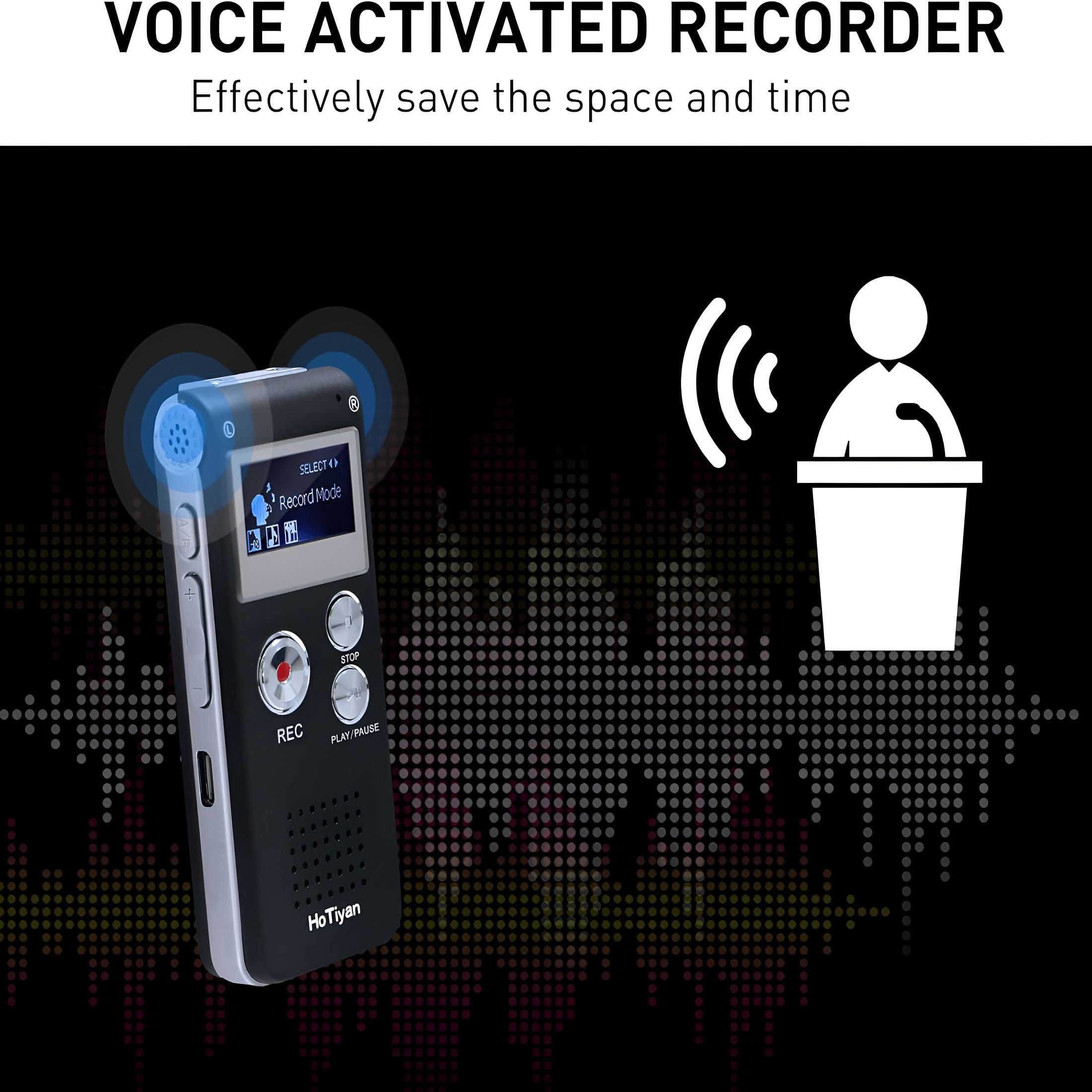 GJX Voice Recorder 16Gb Capacity Voice Activated Recording Device Digital Voice Recorder for Lectures,Meetings,Interviews Audio Recorder with Usb Rechargeable Wav/Mp3 Tape Recorder