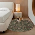 thumbnail image 3 of Sage Green Floral Round Area Rugs Collection 5', Ethnic Tribe Abstract Art Flowers Non Slip Indoor Circular Throw Runner Rug Floor Mat Carpet for Living Room Dining Table Bedroom Nursery, 3 of 9