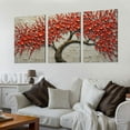 thumbnail image 2 of ONETECH - hand-painted Oil Painting On Canvas Texture Palette Knife Red Flowers Paintings Modern Home Decor Wall Art Painting Colorful 3D Flowers Tree Paintings  12''x16''X3 Panels, 2 of 4