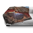 thumbnail image 2 of USA Soft Flannel Fleece Throw Blanket, Famous Sunrise at Mesa Arch in Canyonlands National Park, Utah, USA, Cozy Plush for Indoor and Outdoor Use, 60" x 80", Pale Brown Sky Blue, by Ambesonne, 2 of 5