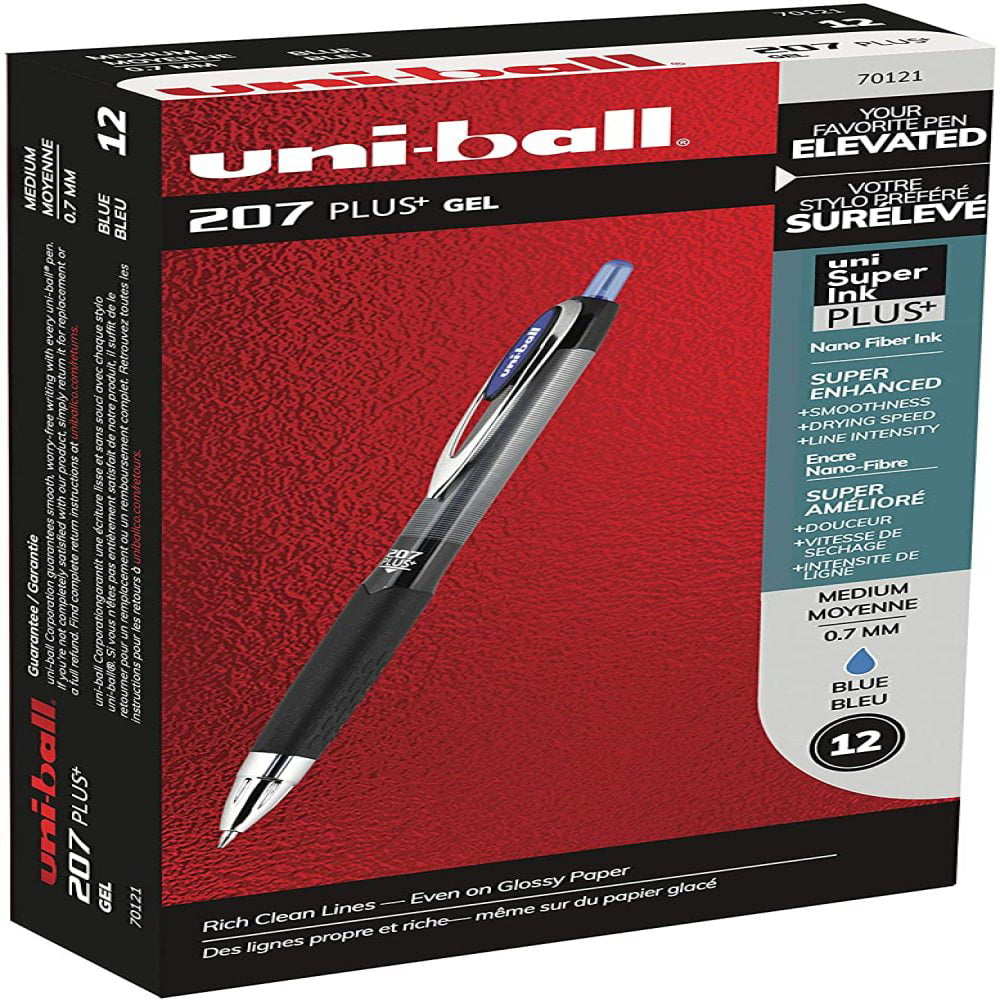uni-ball Micro 207 Retractable Gel Pens 0.5mm Black Ink 12 Count 