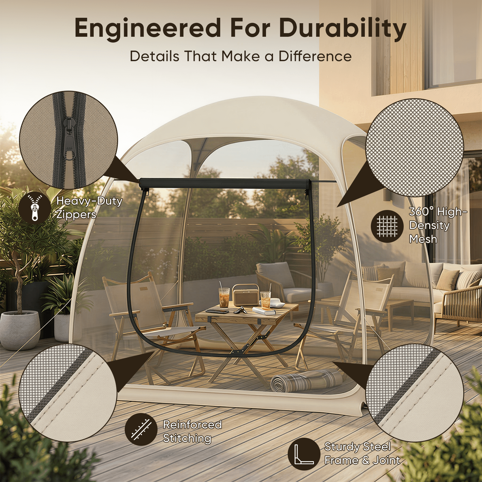 TABU Screen House Tent, 6x6ft Pop up Screen Tent, 4-5 Person Screened Canopy Tent with Carry Bag for Backyard & Outdoor Activities